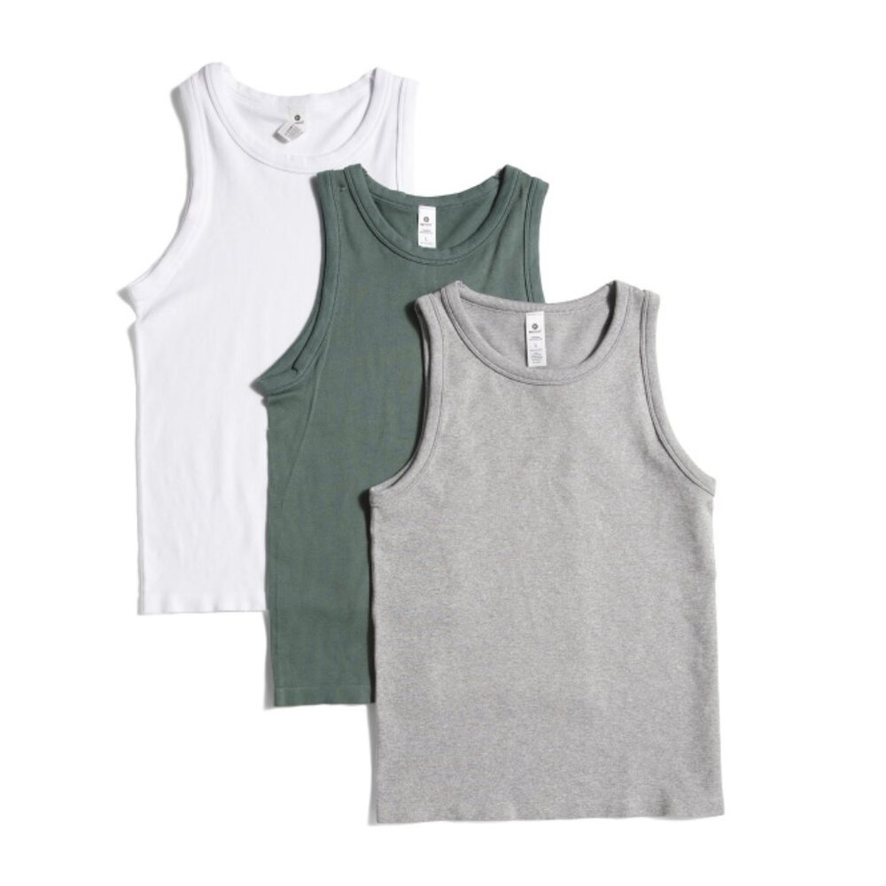 90 DEGREE BY REFLEX Dark Forest 3pk Seamless Ribbed Full Length Tank Tops